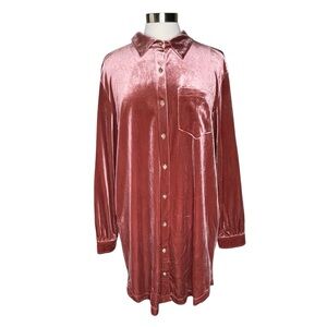 Gentle Fawn S Shaina velvet shirt dress in Vintage Rose